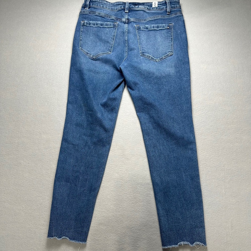 Altar'd State Mica Jeans Women 31 Blue High Rise Button Fly Raw Hem Distressed - Picture 3 of 14